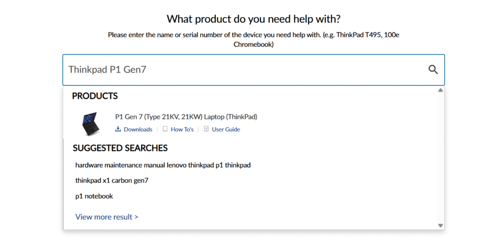 Lenovo Product Search