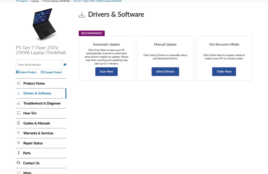 Lenovo Manual Update