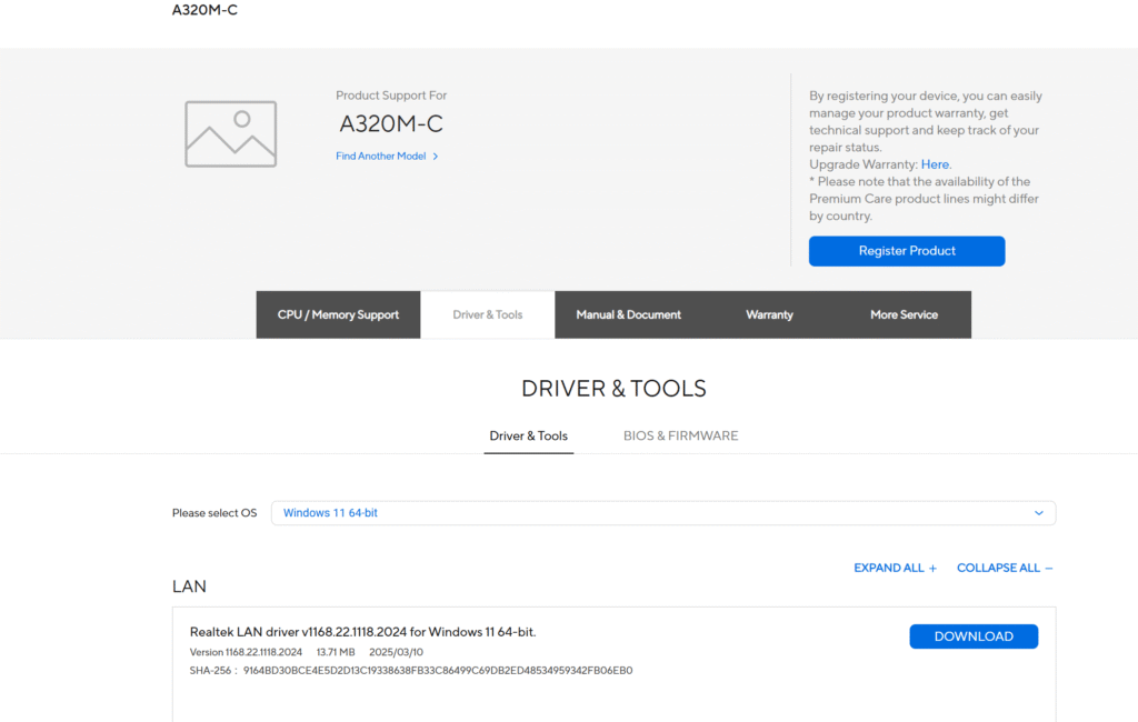 ASUS Driver List
