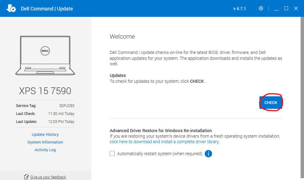 Dell Command Update Check