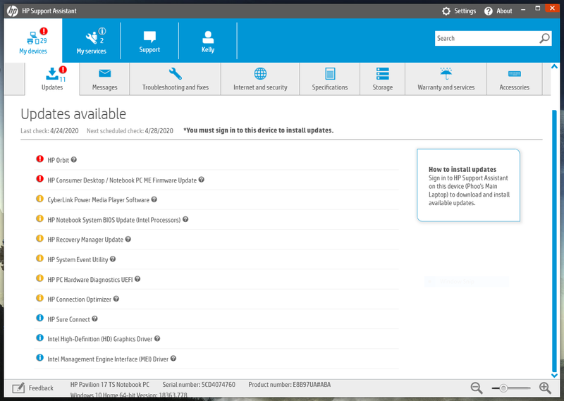HP Support Assistant Scan